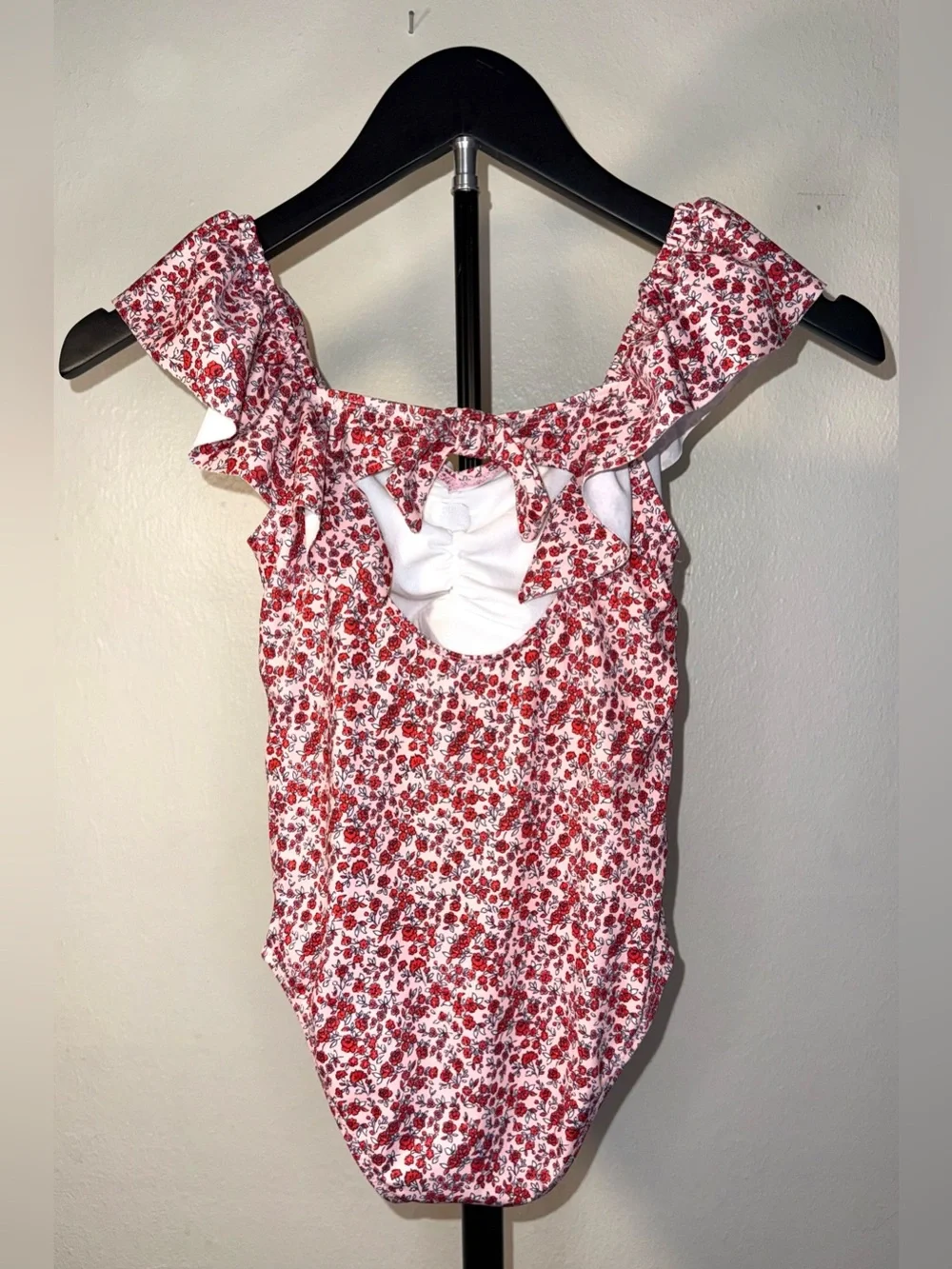 Janie and Jack Floral Ruffle One-Piece Swimsuit with Flower Accent, size 7